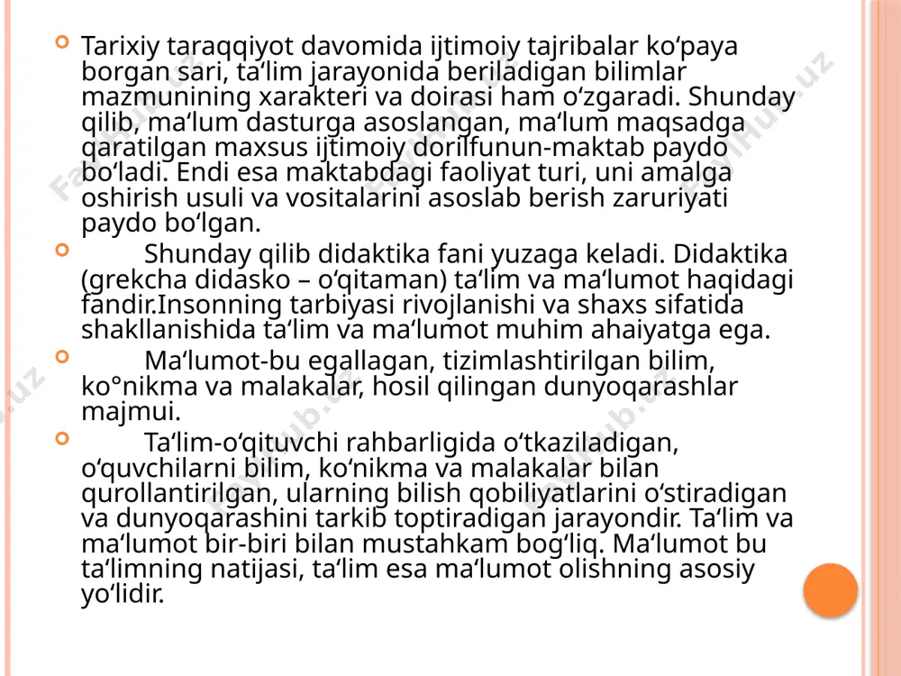 bilish qobiliyatlarini o‘stirish, ilmiy dunyoqarash va erkin fikrlashga o‘rgatish, mustaqil bilim olish va mustaqillikka o‘rgatish bugungi kun vazifasi. chunki boshlang‘ich ta‘limdayoq bularga e‘tibor berilmasa o‘quvchini mustaqil, erkin va ijodiy fikrlashga o‘rgatib bo‘lmaydi. 4) boshlang‘ich sinf o‘qituvchilarini «kadrlar tayyorlash milliy modeli» talablari asosida tayyorlash. ularni yuqori professional qobiliyatga ega, bilimdon, pedagogik mahoratli bo‘lishlariga erishish. image2.jpg image3.tmp image4.jpeg image5.jpeg image6.jpg image7.png image8.png image9.png image10.png /docprops/thumbnail.jpeg