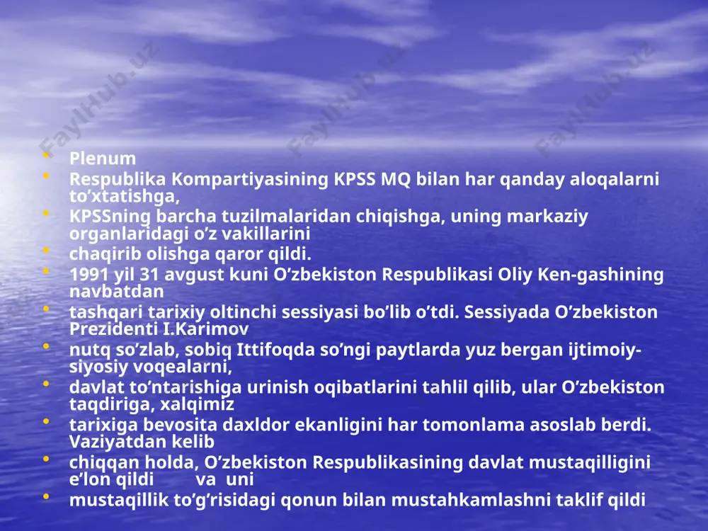 o’zbekiston mustaqilligining e’lon qilinishi va uning tarixiy ahamiyati - Page 5