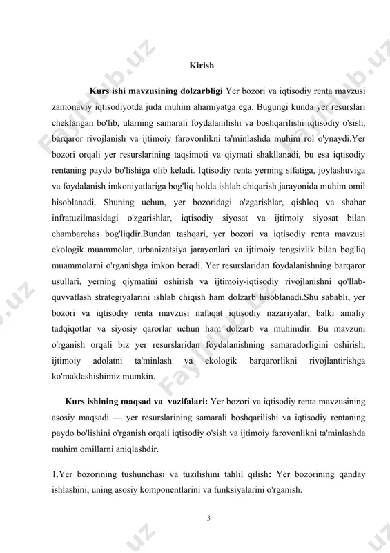 kllanishi bilan bog'liq jarayonlarni chuqur o'rganishga qaratilgan. kurs ishi tuzilmasining tavsifi. kirish, 4 ta reja, xulosa va takliflar, foydalanilgan adabiyotlar ro‘yxatidan iborat. 1.agrar munosabatlarning iqtisodiy mazmuni va ahamiyati iqtisodiy qonunlar va kategoriyalarning amal qilishi iqtisodiyotning barcha sohalari, tarmoqlari va bo‘g‘inlari uchun umumiy bo‘lsada, lekin ayrim olingan sohalarda, bu qonun va kategoriyalar ulardagi tabiiy va ijtimoiy-iqtisodiy sharoitga bog‘liq holda o‘ziga xos xususiyatlar ham kasb etadi. ayniqsa, bu o‘ziga xos xususiyat agrar sohada yaqqol namoyon bo‘ladi. chunki bu yerda takror ishlab chiqarish ko‘p jihatdan tirik organizm (hayvon, o‘simiik va boshqalar) bilan ham bog‘liq bo‘lib, iqtisodiy qonunlar tabiiy qonunlar bilan chatishib ketadi. ushbu maqolada iqtisodiyotning umumiy tomonlari bilan birgalikda uning agrar sohada namoyon bo‘ladigan o‘ziga xos xususiyatlari bayon etiladi. agrar munosabatlar va qishloq xo‘jaligi ishlab chiqarishi iqtisodiy landshaftning muhim tarkibiy qismlari, ayniqsa qishloq joylarida. agrar munosabatlar qishloq xoʻjaligi ishlab chiqarishi, yerga egalik qilish va qishloq turmush tarzi bilan bogʻliq boʻlgan iqtisodiy faoliyat va …