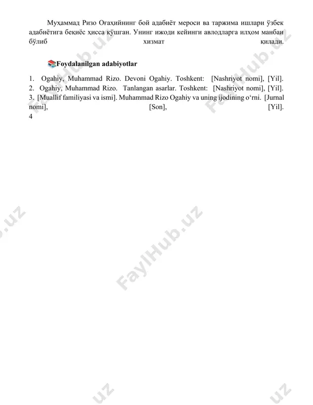 muhammad rizo ogahiy hayoti va adabiy merosi va tarjimonlik faoliyati - Page 5