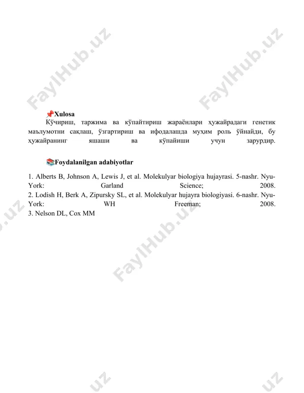 transkripsiya, translatsiya va replikatsiya jarayonlari - Page 5