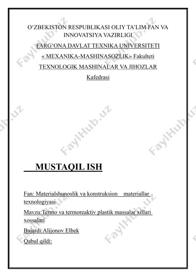 termoplastik massalar — DOCX