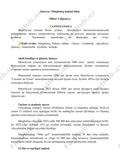 interyuv mingbuloq hokimi bilan — DOCX