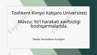 yo'l harakati xavfsizligi — PPTX