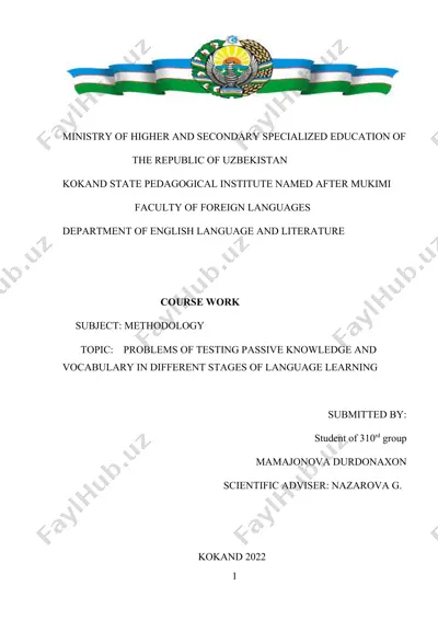 problems of testing passive knowledge and vocabulary in different stages of language learning — DOCX