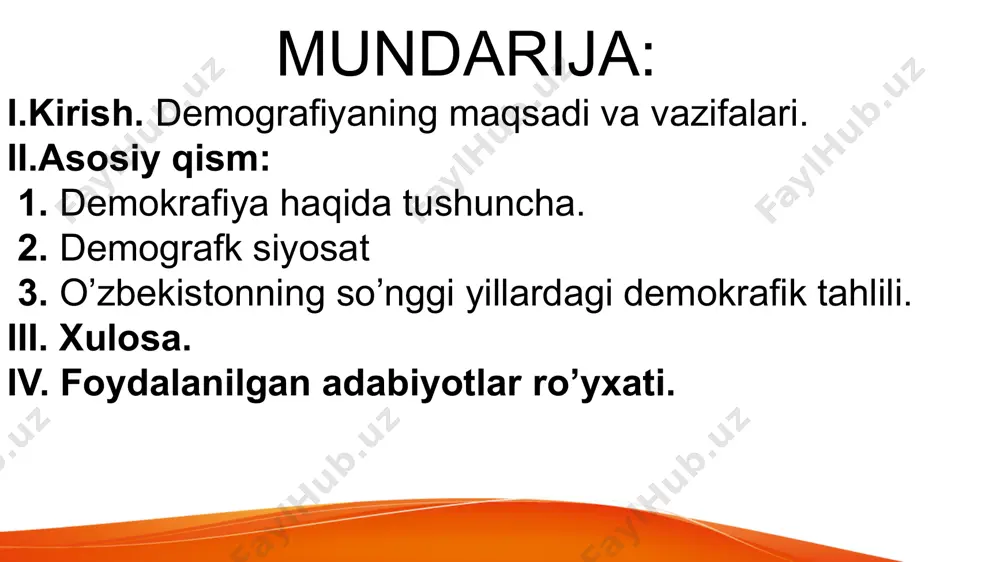 un quyidagi uslublar kerak bo’ladi: iqtisodiy uslub tug’ilish darajasi aholi ko’payishini taminlay olmaganda qo’llaniladi. bu uslubda farzand 2-3 yoshga to’lgunigacha ma’lum miqdorda pul va imtiyozlar beriladi. mamuriy-huquqiy uslub aholining qayta paydo bo’lishiga qonun hujjatlari orqali ta’sir ko’rsatiladi. bu uslubga abortlarni qonun bilan taqiqlash, oila qurish yoshini ko’tarish yoki aholini migratsion harakatini cheklash misol bo’la oladi. ijtimoiy-psixologik uslub yosh avlodning oilaga, oilada kutilayotgan farzandlar soniga bo’lgan munosabatini davlatning taraqqiyotiga, aholi salomatligiga shakllantiradi. demografik tarbiyaning yana bir muhim o’chog’i ommaviy axborot vositalari orqali aholining demografik mayliga tasir o’tkazish hisoblanadi. quyidagi statistikaga asoslanadigan bo’lsak, 2022-yilda istemol darajasi 2012-yildagidan baland. malumot uchun, 2012-yilda istemol darajasi 27million atrofida bo’lgan. 2022-yilga kelib esa bu ko’rsatkich 28,5million so’mni tashkil etmoqda. istemaol darajasi aniqlashimiz uchun yalpi ichki mahsulotni aholi soniga nisbati orqali topamiz. tug'ilganlar soni 2012 o'zbekiston respublikasi qoraqalpog'iston respublikasi andijon buxoro jizzax qashqadaryo navoiy namangan samarqand surxondaryo sirdaryo toshkent farg'ona xorazm toshkent sh. 625106 38207 58277 34257 …