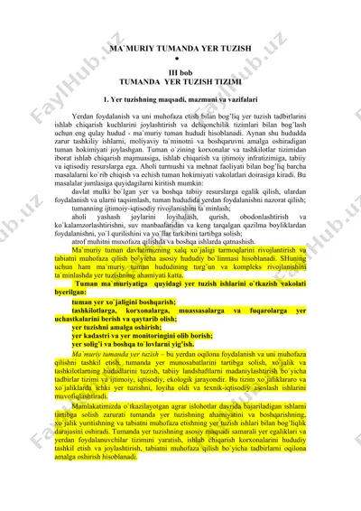 yer tuzish tizimi — DOC