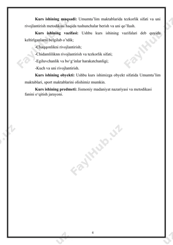 biliyatini madaniyatlashdan iboratdir. bunda chaqqonlik uchun zarur bul gan o`z harakatlarini fazo va vaqtda aniq idrok etish, lozim bo`lsa, sta bil harakatlar, muvozanat saqlay olish, galma-gal zur berish va muskul larni bushattirib olish yoki, aksincha, muskullarni taranglash tirish qobiliyati va shunga uxshash boshqa xususiyatlarni tanlab takomillashti rish muhim ahamiyatga ega. demak "chaqqonlik" deganda, harakatlar koordinaiyalarning umumiy tuplamiyigindisi tushuniladi. chaqqonlikrivojlantirish va madaniyatlashning asosiy yuli yangi xilma-xil harakat malakalarini va kunikmalarini shakllantirish demakdir. bu esa harakat malakala rining zaxirasi ortib borishiga sabab bo`ladi va harakat analizatorlarining funksional imkoniyatlariga sama rali ta`sir ko`rsatadi. yangi harakatlarni o`zlashtirish o`zluksiz bulga ni yaxshi. agar uzoq vaqt oraligida yangi harakatlarni o`rganish rejalash tirilgan bo`lsa ham, o`quvchilarga vaqti-vaqti bilan o`zlariga ma`lum bo`lmagan mashqlarni bajarib turish tavsiya etiladi. chunki yangi hara katlar (mashqlar) o`zlashtirib turilmasa shug`ullanuvchini harakatga urgatish qiyinlashadi. bunday mashqlarni tula o`zlashtirib olish shart emas, chunki u shug`ullanuvchilarning qandaydir yangi harakatlarni xis qilib turishlari uchun zarur. bu kabi …