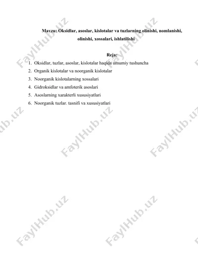 oksidlar, asoslar, kislotalar va tuzlar — DOCX
