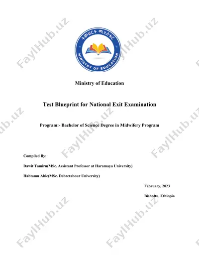 national exit examination test blueprint for bachelor of science degree in midwifery program — DOC