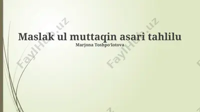 maslak ul muttaqin asari tahlili — PPTX