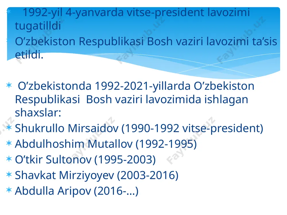 o'zbekiston respublikasi bosh vaziri lavozimi tarixi - Page 4
