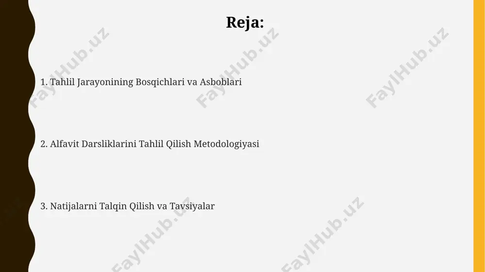 jozibadorligini va bolalarning lug'at boyligini 2 barobar oshirishga yordam berishini ta'minlaydi. toshkent shahridagi maktablarda o'tkazilgan sinovlarda, darslikdagi o'yin elementlarining (masalan, topshiriqlar, jumboqlar) miqdori (taxminan 25%) o'quvchilarning faol ishtirokini va bilimlarni o'zlashtirish darajasini 15 foizga oshirganligi aniqlandi. darslikning uslubiy jihatlari darslikda ishlatilgan ranglarning psixologik ta'siri hisobga olingan bo'lib, masalan, 2-bobda ko'k va yashil ranglarning tinchlantiruvchi ta'siri hisobga olingan. darslikda 3 yoshdan 7 yoshgacha bo'lgan bolalar uchun mo'ljallangan 12 ta mavzu mavjud bo'lib, har bir mavzu samarqand shahridagi maktablar tajribasiga asoslangan holda ishlab chiqilgan. o'quv materiallarining 70% dan ortig'i amaliy mashqlarga, o'yinlarga va interaktiv elementlarga, qolgan 30% esa nazariy bilimlarga bag'ishlangan, bu esa bolalarning faol ishtirokini ta'minlaydi. tilning rivojlanishiga ta'siri alifbo kitobining mazmuni va rasmlari bolaning fikrlash qobiliyatini rivojlantirishga 30% hissa qo'shadi, shu bilan birga, andijon shahridagi 100 nafar bolani qamrab olgan tajriba natijalariga ko'ra, grammatika tushunchasini shakllantirishga ham ijobiy ta'sir ko'rsatadi. tilning rivojlanishiga ta'siri jihatidan, 5-7 yoshli bolalarda o'zbek alifbosi kitoblaridan …