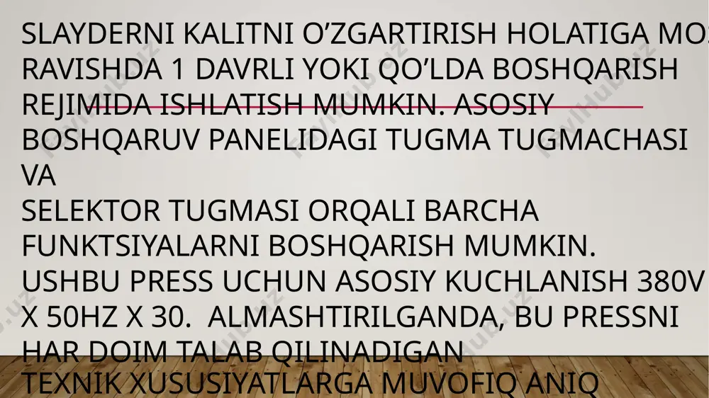 4-ustunli gidravlik press apparati (30 tonnalik press) - Page 5