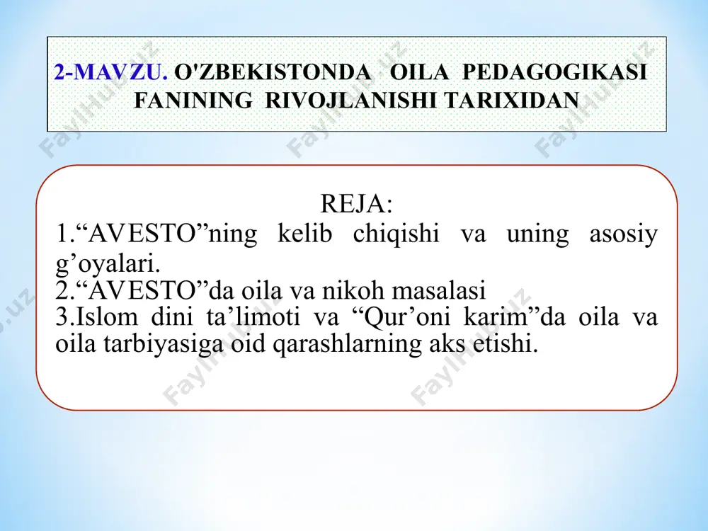 830000 so’zdan iborat bo’lgan. “videvdat” devlarga qarshi qonun“lar. yasna "qurbonlik keltirish" “visparad” hamma hukmronlar" “yasht” - "qadrlash", "ulug’lash". dastlab, "avesto" 21 ta kitobdan iborat bo’lgan. ayrim qismlari saqlanib qolgan. yasna - 72 bobdan iborat, hamdu-sanolar, qurbonlik qilish va boshqa zardushtiylik marosimlarini bajarish paytida yoddan o’qiladigan duolarni qiroat bilan o’qish, otashparastlik bayramlari rasm-rusumlari o’z ifodasini topgan. yasna yasht - alohida duolarni madh etuvchi va yovuz kuchlarga qarshi kurashda ezgulik mabudalariga madadkor bo’lgan kuchlarni ulug’lovchi 22 ta qo’shiq oyatlarlardan iborat. yasht visparad - 24 bobdan iborat poklik, to’g’rilik yo’lini tutgan zotlar oliy tangri ahura mazda barcha yaxshi xislat va fazilatlarga bag’ishlangan. visparad videvdat 22 bobdan iborat, ularda ahura mazda yaratgan 16 ta mamlakat va anxra manyuning ularga yetkazgan zarari haqida so’z yuritiladi. 20-bobida dunyodagi 1-tabib srita haqida ma’lumot beriladi. videvdat zardusht axura mazdadan dunyoda shodlik va baxt makoni, eng sevimli joy qayerda ekanini so’raganda, u shunday javob beradi: u shunday joyki, kishilar …