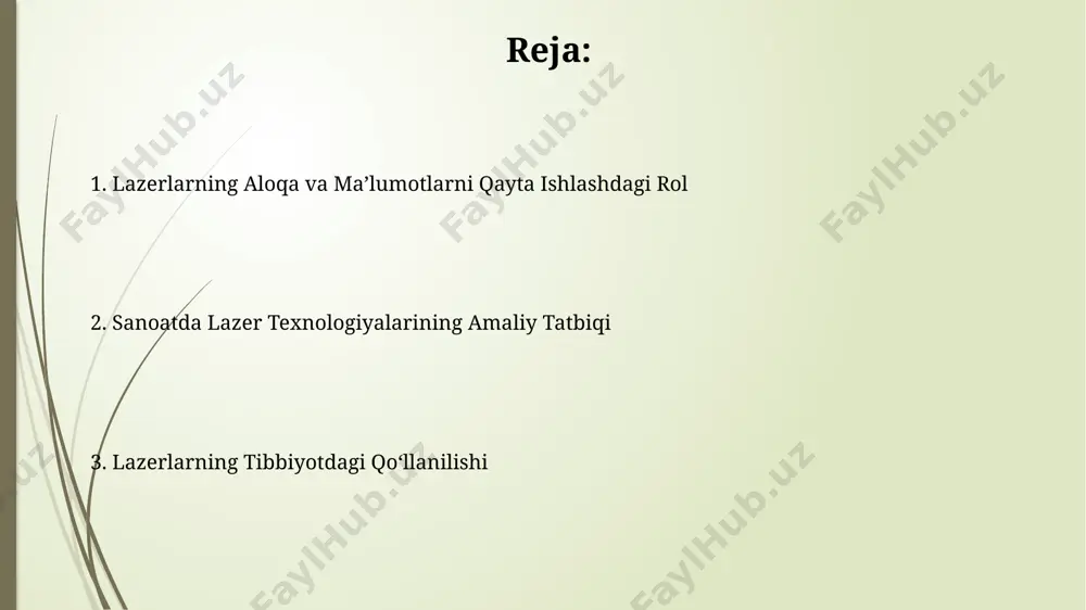aqlash tashkiloti tomonidan tasdiqlangan usul hisoblanadi. lazerlar yordamida ko'zning retinasidagi mikrojarrohlik operatsiyalari o'tkaziladi, bu esa 100 mikrondan kam bo'lgan aniqlik bilan 20/20 ko'rishni tiklashga yordam beradi va dunyoning rivojlangan mamlakatlaridagi ko'plab klinikalarda qo'llaniladi. kundalik hayotda lazerlarning qo'llanilishi samarqanddagi tibbiyot markazlarida 500 dan ortiq jarrohlik amaliyotlarida yuqori aniqlikdagi lazerli jarrohlik asboblari qo'llanilib, minimal invaziv usullar bilan bemorlarni davolash samaradorligini oshirmoqda. toshkentdagi ko'plab supermarketlarda 10 dan ortiq kassada tovarlarni skanerlash uchun lazerli skanerlardan foydalaniladi, bu jarayonni tezlashtiradi va xatoliklarni kamaytiradi. sanoatda lazer texnologiyalaridan foydalanish andijon shahridagi to'qimachilik fabrikalarida lazerli to'qish texnologiyalari 20% ga mahsulot sifatini yaxshilaydi va 15% ga ishlab chiqarish xarajatlarini kamaytiradi. samarqand viloyatidagi quyosh panellari ishlab chiqarish korxonasida lazerli kesish texnologiyasi yordamida 50 mm gacha qalinlikdagi kremniy plastinalar aniq kesiladi, bu esa ishlab chiqarish samaradorligini oshiradi. muhandislik va qurilishda lazerlar laserli masofani aniqlash vositalari yordamida toshkentdagi 500 metrli ko'prikning qurilishi jarayonida aniqlik darajasi 2 millimetrgacha kamaytirildi, bu esa xatolarni minimallashtirishga …