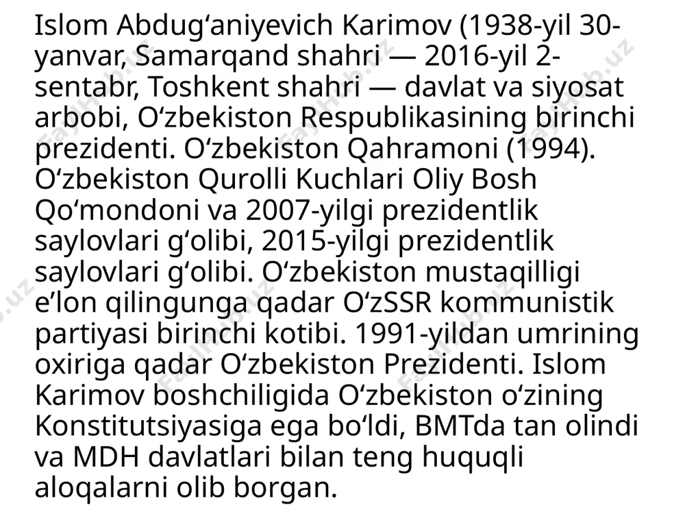 islom abdugʻaniyevich karimovning hayoti, faoliyati va xizmatlari - Page 3