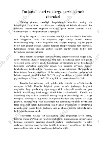 tut kasalliklari va ularga qarshi kurash choralari — DOC