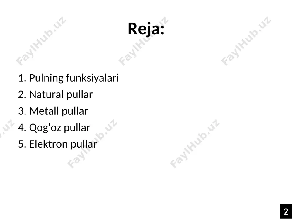 ul vositachi rolini bajaradi. pulning muomala vositasi funksiyasini bajarishining bir sharti mavjudki, u ham bo'lsa, tovarlarni sotib olish va xizmatlarni ko'rsatish uchun to'lov bir vaqtda amalga oshiriladi. pulning ushbu funksiyasini bajarishda bevosita naqd pullar ishtirok etishi talab etiladi. 8 tovarlar sotilganda va xizmatlar ko'rsatilganda, ular uchun to'lov kechiktirib amalga oshirilgan barcha holatlarda pul to'lov vositasi funksiyasini bajaradi. demak, sotilgan tovar va ko'rsatilgan xizmatlar to'lov jarayonida uzilish bo'lmasa, pul muomala vositasini bajaradi, agar ushbu jarayon ma’lum davrga uzilishi, ya'ni to'lov kechikkan holatlarning barchasida, pul avtomatik tarzda, o'zining to'lov vositasi funksiyasini bajaradi. 9 pul o'zining muomala va to'lov vositasi funksiyalarini bajarmagan vaqtda jamg'arma funksiyasini bajaradi. demak, pullar pul oboroti jarayonida tovarlar va ko'rsatilgan xizmatlarning muomala vositasi sifatida namoyon bo’lmaganda, shuningdek, oldindan ko'rsatilgan xizmatlar va sotib olingan tovarlar uchun to'lov vositasi vazifasini bajarmagan paytlarda jamg'arma funksiyasini bajaradi. agar, jamiyatda yuz berayotgan iqtisodiy munosabatlar va aholining ijtimoiy - iqtisodiy faoliyatiga nazar tashlaydigan bo'lsak, pul …