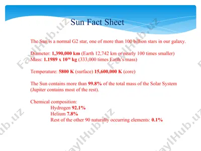 sun fact sheet — PPT