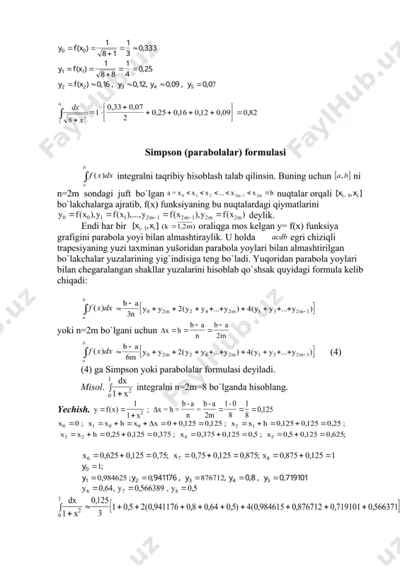 aniq integrallarni taqribiy hisoblash - Page 4