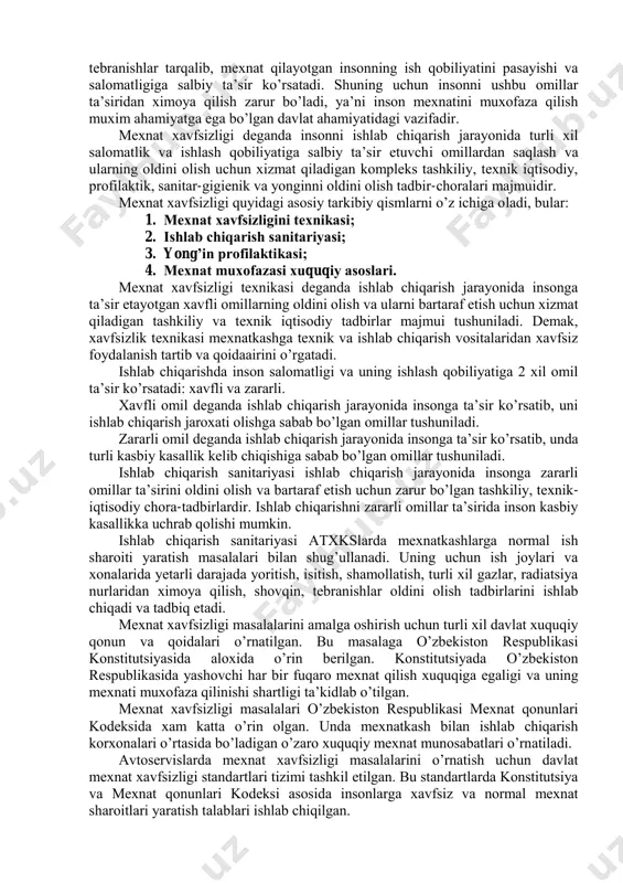 - 92 db dan kam bo'lgan avtomobillarni ishlab chiqarish va ekspluatatsiya qilishni taklif qiladi. masalan, angliyada shovqini 85 - 92 db bo'lgan yuk tashish avtomobillaridan foydalanishga ruxsat berilmagan. bunda yuqori shkala yuk ko'tarish qobiliyati 12 t bo'lgan avtomobillarga tegishlidir. yaponiyada esa 1971 yildan boshlab yuk tashuvchi avtomobillarga 80db, yengil avtomobillarga 70 db me'yor joriy qilingan. aqsh da yuk tashuvchi avtomobillar uchun 86 db me'yor qo'yilgan. avtomobil ishlab chiqarish zavodlari, keyingi vaqtda dvigatellardagi yonish protsessini tokomillashtirgan, chiqarish tizimida 2 - 3 bosqichli glushitellar qo'ygan holda, yuqoridagi muammolarni yenga boshladilar. hozirgi vaqtda, haydovchilar ish qobiliyatiga zarar yetkasmaslik uchun, ko'pgina avtobuslarning dvigateli orqa tomonga o'rnatila boshlandi. bu sharoitda haydovchiga 8-10 db shovqin kamroq ta'sir ko'rsatadi. hammaga ma'lumki shaharda avtomobillar harakati asosiy shovqin mabaidir. shuning uchun hozirgi vaqtda binolar qurish, yo'lni bo'laklarga bo'lish ishlari ham davlat standartlariga muvofiq bajarilmog'i kerak. shunday qilib dvigatelni avtomobilda joylashishini ratsional hal qilish, kapot osti bo'shlig'ini shovqin yutgich materiallar …