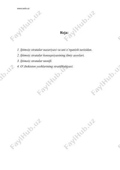 ijtimoiy stratifikasiya sotsiologiyasi — DOC