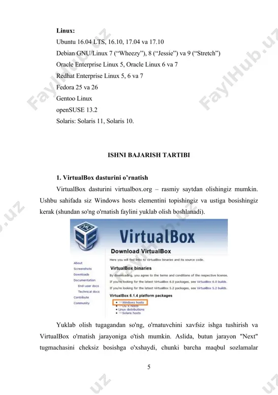 do bo'ladi ("start oracle vm virtualbox after installation" bandi buning uchun javobgardir). o'rnatish ustasini to'ldirish va undan chiqish uchun "finish" tugmasini bosish kifoya. bu windows da oracle virtualbox ni o'rnatishni yakunlaydi. bu jarayon juda oddiy va u bilan hech qanday muammo bo'lmasligi kerak. 2. virtualbox platformasida virtual mashina yaratish 1) dasturni ishga tushirgandan so'ng virtualbox ning asosiy oynasi ochiladi. virtual mashinani yaratish uchun "создать" tugmasini bosish kerak ("добавить" bilan adashmaslik kerak!). 2) ochilgan oynada siz virtual mashinaning nomini kiritishingiz, uni saqlash joyini tanlashingiz va operatsion tizimning turini va versiyasini ko'rsatishingiz kerak bo'ladi. masalan, bizning holimizda, masalan, windows 8 nomini kiritamiz va operatsion tizimning mos turini va versiyasini tanlaymiz. 3) shundan so'ng, virtual mashina uchun kerakli operativ xotira miqdorini ajratish mumkin bo'ladi. standart qiymatlardan pastroq qiymatlarni o'rnatmaslik tavsiya etiladi. 4) keyin yangi virtual mashina – virtual kompyuter uchun virtual qattiq disk yaratish kerak, xuddi haqiqiy kompyuter kabi, unga ma'lumotlarni saqlaydigan qattiq …