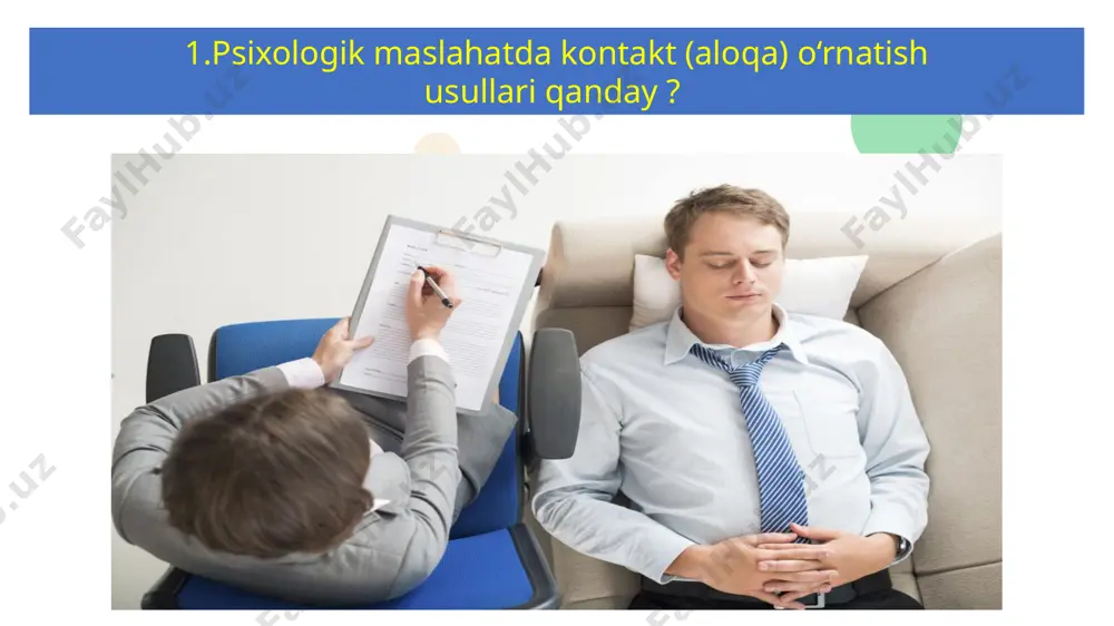ida mutaxassis psixolog tomonidan b е vosita ko`rsatiladigan psixologik yordam ko`rsatish bilan bog`liq bo`lgan amaliy psixologiyaning alohida sohasiga aytiladi. \ ular psixolog tomonidan mijoz hayotida duch k е lgan muammoni dastlab o`rganib chiqish va shaxsiy suhbat asosida beriladi.konsultant psixologlar mijozlar sifatida shaxslar, muassasalar, idoralar, korporatsiyalar yoki boshqa turdagi tashkilotlarga ega bo'lishi mumkin. "[3]. konsultatsiya shaxslar va tashkilotlarga "yanada samarali va samarali bo'lishiga" yordam berishi kerak. mijozlarning xabardor rozilik olish huquqi konsalting munosabatlari mavjud bo'lganda saqlanishi kerak. ushbu huquq maslahatchilarning tegishli huquqlari, shu jumladan maslahatlarni qabul qilmaslik huquqi bilan murakkablashadi. quvvat odatda maslahat jarayoni ishtirokchilari o'rtasida tengsiz taqsimlanadi. psixologik maslahatchi tomonidan konsultativ aloqani qo’llash malakalari? psixolog-maslahatchi tomonidan mijozga beriladigan maslahat va takliflar ko‘p hollarda mijoz psixolog-maslahatchi yordamisiz o ‘z muammosini o ‘zi to ‘la hal eta olishiga qaratilgan b o la d i. psixologik maslahat — bu inson hayotida yuzaga keladigm barcha psixologik muammolarni hal eta olishiga, ishonchiga asoslangan odamlarga amaliy …