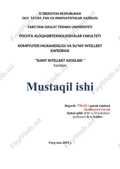 mashinali oʻqitishning chiziqli regressiya usullari — DOCX