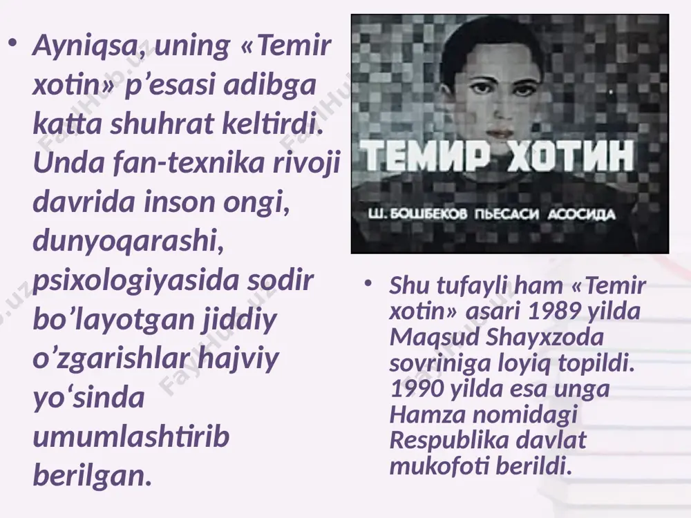 lif bu holatning fojiasini 4-sahnada chuqur ochib beradi: “hasan (baqirib). e, uyalaman men, tushunyapsizmi, uyalaman! odilning orzu-havaslari asardagi odil to`q oilada katta bo`lgan. hasan-husanlardan farqli o`laroq uning barcha sharoiti yetarli, ammo chiqib non sotadi. sababi, ota-onasi uni jismoniy mavjudot deb bilishadi-da, qalbi bilan, orzu-havaslari bilan umuman qiziqishmaydi. natijada odilning tarbiyasi mukammal bo`lmaydi. asardagi qizcha ham non sotadi, uning onasi molparast. u qizining hayoti, kelajagi haqida o`ylab ham ko`rmaydi. bolasini o`zi yolg`onchilikka o`rgatadi. dramaturg to`rt bola taqdiri va fe’l-atvorini tasvirlar ekan, bola tarbiyasidagi to`rt omilning muhimligini badiiy tarzda ifodalab bergan. bu ifoda kattalarni ham, bolalarni ham hushyor torttiradi. bola tarbiyasi uchun jamiyatdagi barcha mas’ul ekanini misollar yordamida uqtiradi. dramada bola tarbiyasi quyidagicha ifodalangan: aslida, diagramma shartli, chunki bu muhitlarning bari bu to`rt qahramon tarbiyasida muhim rol o`ynagan. biz asosiy jihatini bo`rttirdik. hasanga oilada e’tibor noto`gri bo`lgani uchun u xudparast bo`lib o`sdi, asli uni mehnatdan ozod qilmaslik kerak edi. husanni mahalla-kuy hayotini …