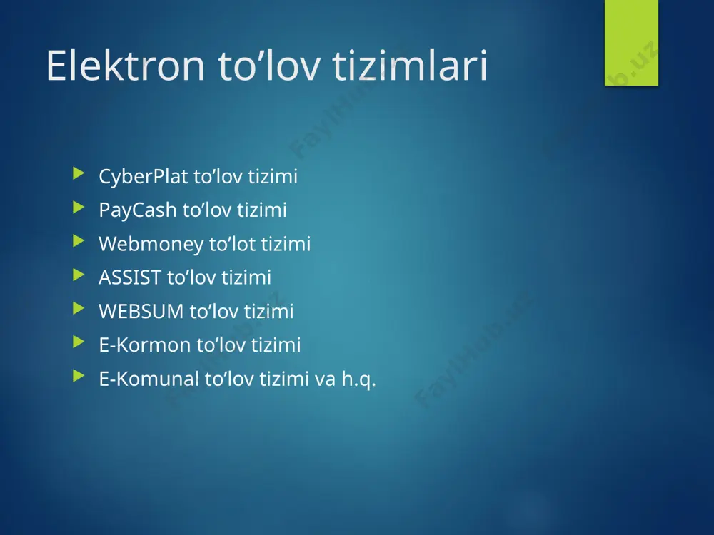 internet to’lov tizimlari va ularning asosiy turlari - Page 5