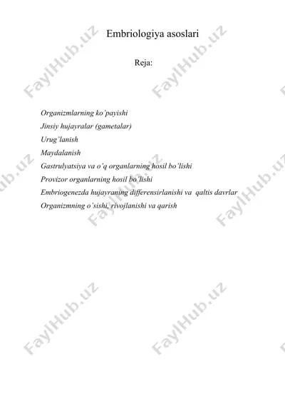 embriologiya asoslari — DOCX