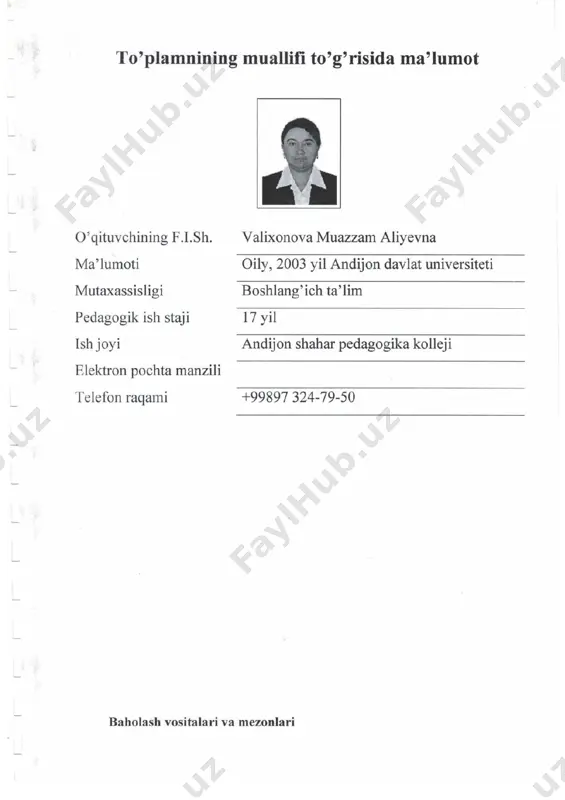 ta’minlash; - xalq og’zaki ijodi va uning turlari, bolalar adabiyotining rivojiga hissa qo’shgan atoqli yozuvchi, shoirlarning ijodiy faoliyati yosh avlodni tarbiyalashdagi o’rni bilan tanishtirish; - bolalarga mo’ljallangan asarlarning o’ziga xos xususiyatlari, g’oyaviy-estetik tarbiyaviy maqsadi bilan tanishtirish; bilimlar - “nutq o`stirish va bolalar adabiyoti” o`quv fanining maqsad va vazifalarini; - maktabgacha yoshdagi bolalarni nutqini o`stirish mеtodikasi; - bolalar bilan olib boriladigan nutqni o`stirish bo`yicha ta’lim tarbiya jarayonini tashkil etish; - bolalar lug`atini rivojlantirish; - o`z nutqida to`g`ri talaffuz, qulay grammatik shakllar va xilma–xil gap konstruktsiyalaridan foydadalanish; - nutqni grammatik tuzilishini shakllantirish ishining vazifalari va mazmuni; - bolalar nutqining tovush madaniyatini tarbiyalash; - bog`lanishli nutqqa o`rgatish; - badiiy adabiyot bilan tanishtirish; -- turli yosh guruhlarda bolalarni shoirlar, yozuvchilar ijodlari bilan tanishtirish ishlarini olib borishni - o`qish va yozishning dastlabki malakalari va vositalaridan foydalanish; - ta'limiy tarbiyaviy faoliyatini tashkil etish jarayonida innovatsion va axborot tеxnologiyalaridan foydalanish. koʼnikmalar - ta'limiy tarbiyaviy faoliyat davomida bolalarni …
