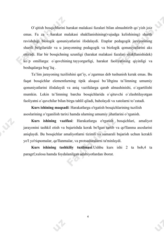 unki ulardan foydalanish pedagogik jarayonlarni oshirish, o'quvchilarning o'zlarini rivojlantirish va ta'lim muhitini samarali ta'minlashda o'rin oladi. quyidagi pedagogik tushunchalar jismoniy madaniyat vositalari bilan bog'liqdir.jismoniy madaniyat vositalari, har bir o'quvchi uchun individual ta'limni ta'minlashda juda muhimdir. bu vositalar o'quvchilarning har birining shaxsiy rivojlanish darajasiga mos keladi va ularning o'zlarini ifoda etish, jismoniy va ma'naviy rivojlantirishlari uchun imkoniyat yaratadi.jismoniy madaniyat vositalari, o'quvchilarga nazariy bilimlarni amaliyotga o'tkazish va o'quvchilarning ko'nikma va qabiliyatlarini rivojlantirishda juda samarali bo'lishi mumkin. masalan, sport inventarlarini qo'llash orqali o'quvchilarni jismoniy salohiyatlarini oshirish, jamoatchilikka qatnashish va jamoatchilik qoidalari bilan tanishishga yordam beradi.jismoniy madaniyat vositalari, o'quvchilarga tartib, tuzilma va samarali ishchi qoidalar bilan tanishish orqali disciplinani o'rgatishga yordam beradi. masalan, sport mashg'ulotlari orqali jismoniy faollikda qatnashish, jamoatchilik ruhini rivojlantirish va jamoat bilan birgalikda ishlashni o'rganish uchun yaxshi bir vositadir.jismoniy madaniyat vositalari, o'quvchilarning o'zlarini ta'lim jarayoniga qatnashishga qiziqtirish va ularga motivatsiya qilishda juda samarali bo'lishi mumkin. sport, musiqa, qo'shiqlar va boshqa jismoniy …
