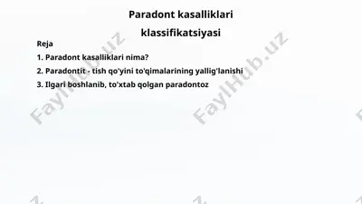 paradont kasalliklari klassifikatsiyasi — PPTX