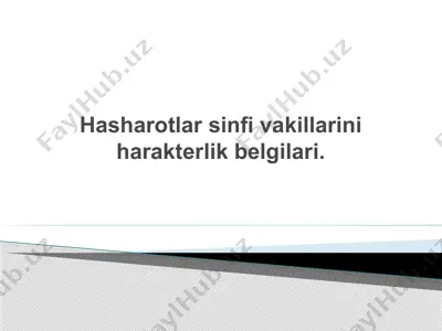 hasharotlar sinfi vakillarini harakterlik belgilari — PPT