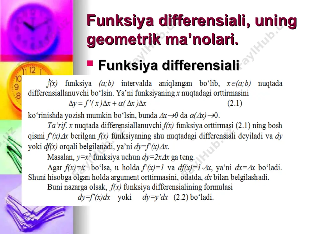 funksiya, funksiyaning xossalari, funksiya differensiali - Page 4