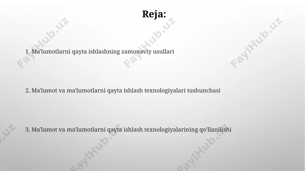 (deep learning) yordamida millionlab ma'lumotlarni tahlil qilib, 95% gacha aniqlik bilan bashorat qilishi mumkin. bulut texnologiyalari va ma'lumotlarni saqlash bulutli ma'lumotlar omborlari (data warehouses), katta hajmdagi tuzilgan ma'lumotlarni, masalan, 1 petabaytdan ortiq ma'lumotlarni tahlil qilish va biznesga oid qarorlar qabul qilish uchun samarali vosita hisoblanadi. ma'lumotlarni shifrlash va replikatsiya kabi xavfsizlik choralari bulut saqlash tizimlarida ma'lumotlarning butunligini va maxfiyligini ta'minlash uchun muhim ahamiyatga ega bo'lib, 99,99% dan yuqori ishlash vaqtini ta'minlaydi. ma'lumotlar bazasi boshqaruvi tizimlari mbbtlarda ma'lumotlarning yaxlitligi va izchilligini ta'minlash uchun acid xususiyatlari (atomicity, consistency, isolation, durability) qo'llaniladi. ular ma'lumotlarning ishonchliligi va to'g'riligiga kafolat beradi va transaksional operatsiyalarni 99,999% ishonchlilik darajasiga yetkazishga yordam beradi. sql (structured query language) tili mbbt bilan o'zaro ta'sir qilish uchun asosiy vosita hisoblanadi. uning yordamida murakkab so'rovlarni tuzib, 1 million qatorli jadvallardan kerakli ma'lumotlarni tezkor va samarali ravishda olish mumkin. kiberxavfsizlik va ma'lumotlarni himoya qilish kiberxavfsizlikning asosiy 3ta ustuni: ma'lumotlarni shifrlash (aes-256 kabi algoritmlar), …