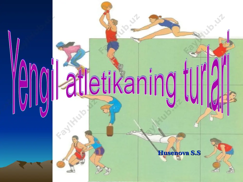 200 m yugurshtsdagadan farq qilmaydi. estafеtali yugurish tехnikasining murakkabligi yuqоri tеzlikda kеtayotib, estafеta tayoqchasini chеgaralangan zоnada uzata bilishdadir. yugurish to`siqlar osha yugurish qisqa, o`rta, uzoq masofadan yugurish estafeta yugyrish marafon yugurish uloqtirish disk yadro irg`itish nayza granata turgan joydan va yugurib kelib uzunlikka sakrash balanlikka langarcho`p bilan sakrash