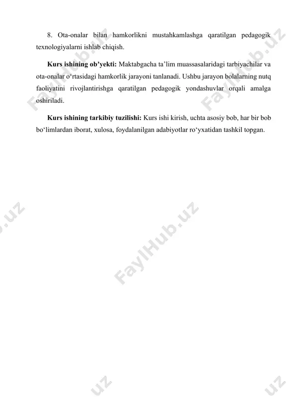 stagi kuchayadi, tinglash va eslab qolish malakalari shakllanadi. tarbiyada ota-onaning namunasi juda katta ahamiyatga ega. agar bola o‘z oilasida hurmat, e’tibor, madaniy muloqotni ko‘rsa, bu uning nutqiy rivojlanishida kuchli motivatsiya bo‘lib xizmat qiladi. oilaviy muhitda bola o‘z fikrini bemalol ifoda etishni o‘rganadi. o‘z fikrini mustaqil aytish, o‘z fikriga ega bo‘lish, turli vaziyatlarda nutqiy faollik ko‘rsatish, aynan oilada shakllanadigan malakalardandir. shuningdek, bola nutqining rivojida ota-onaning bilim darajasi, ularning madaniyati, til boyligi ham katta ahamiyatga ega. bolaning ko‘proq savol berishi, turli mavzular bilan qiziqishi, oilada unga beriladigan javoblarning sifatiga bog‘liq. agar bola oddiy va yuzaki javoblar bilan cheklanadigan bo‘lsa, u o‘z fikrini chuqur ifoda etishni o‘rganmaydi. xulosa qilib aytganda, tarbiyada oilaning o‘rni beqiyos bo‘lib, ayniqsa, bola nutqining rivojlanishida asosiy omil hisoblanadi. ota-onalar bolalarga mehr-muhabbat bilan yondashgan, doimiy muloqot qilgan, ularning fikrlariga e’tibor bergan taqdirda, bola sog‘lom, fikri tiniq va nutqi ravon shaxs sifatida shakllanadi. audiovizual hikoyalar va audiokniga: bolalar uchun maxsus audiovizual …