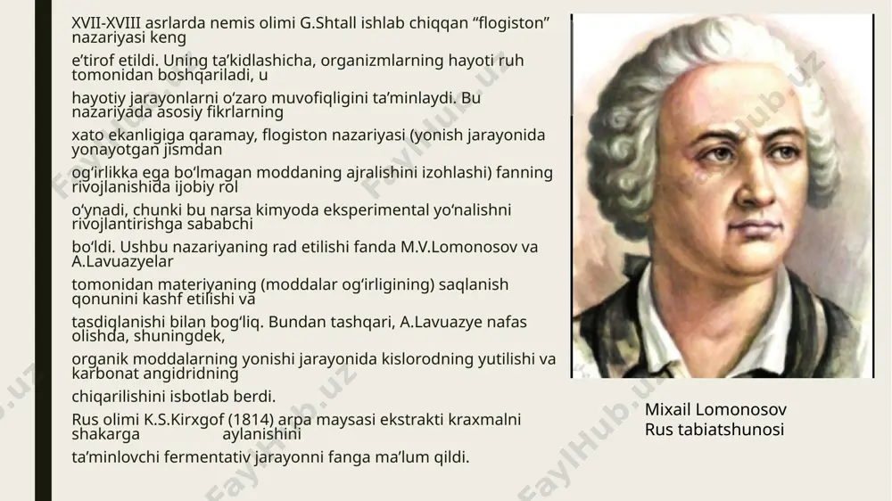 ik mod- dalari kimyosi institutiga asos solgan va o‘simlik moddalari kimyosi maktabini yaratgan. o‘zbekiston- da uchraydigan 3600 dan ortiq o‘simlikda 2000 dan ortiq alkaloidlarni aniqlagan. s.y. yunusov (1909–1991). n.a. parpiyev (1931). o‘zfa akademigi, kimyo fanlari doktori, professor. o‘zbekistonda xizmat ko‘rsatgan fan arbobi. 700 dan ortiq maqola, 11 ta monografiya, 22 ta mualliflik guvohnomasi, 3 ta darslik muallifi. ilmiy ishlari koordinatsion birikmalar stereokimyosi, ular ning tuzilishiga bag‘ishlangan. molibden, reniy,volfram va simobni aniqlash hamda yuqori darajada toza molibden olish - ning termik usulini ishlab chiqqan. n.a. parpiyev (1931). yolqin to‘raqulov — o‘zbekiston fan arbobi, taniqli biokimyogar olim, biologiya fanlari doktori, professor. u biokimyo sohasida muhim ilmiy izlanishlar olib borgan va o‘zbekistonda bu fanning rivojiga katta hissa qo‘shgan. quyida uning biokimyo faniga qo‘shgan asosiy hissalari keltirilgan: oziq-ovqat va fermentativ biokimyo yo‘nalishlari:yolqin to‘raqulov oziq-ovqat mahsulotlari tarkibidagi biologik faol moddalar va ularning inson organizmiga ta’sirini chuqur o‘rgangan. ayniqsa, fermentlar ishtirokidagi biokimyoviy jarayonlar va ularning texnologik …