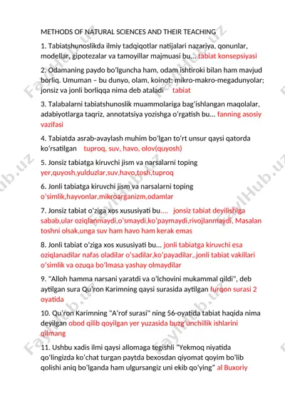 tabiatshunoslikda ilmiy tadqiqotlar va ular o'qitilishi — DOCX