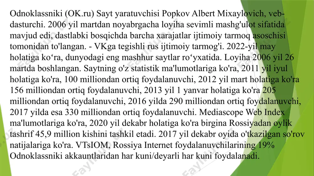 tomoshabin kamligi sababli 2011 yilda yopilgan edi. windows live spaces msn spaces sifatida boshlangan va 2004 yil dekabr oyining boshida o'z foydalanuvchilariga o'zlarining fikrlari, fotosuratlari va qiziqishlarini oson va majburiy tarzda nashr etish orqali boshqalar bilan bog'lanishiga imkon berish maqsadida ishga tushirilgan. ushbu maqsad bilan msn spaces shu kabi xizmatlar bilan raqobatlashadi myspace va yahoo! " telegram 2013-yilda aka-uka nikolay va pavel durovlar tomonidan ishlab chiqilgan. 2013- yilning oktabr oyida telegramda kunlik 100,000 foydalanuvchi bor edi. 2014-yil 24-martda esa telegram oʻzida 35 million oylik va 15 million kunlik foydalanuvchisi borligini eʼlon qildi. 2014-yil dekabr oyida telegram kunlik 1 milliard xabar yuboradigan 50 million foydalanuvchisi borligini va auditoriyasi haftasiga bir millionga koʻpayayotganini eʼlon qildi. 2018-yil martida telegram 200 millionlik oylik faol foydalanuvchiga erishdi. 2020- yil aprel oyida 400 million faol foydalanuvchiga erishganligini maʼlum qildi. 2021-yil yanvar oyi esa bu koʻrsatkich 500 milliondan oshdi. ushbu foydalanuvchilar oʻsishi sababli esa telegram sentabr oyida …