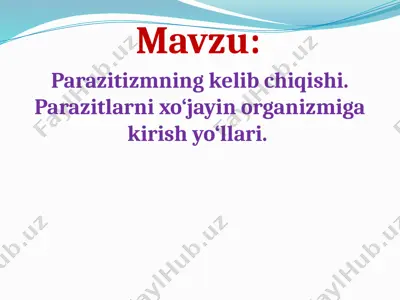 parazitizmning kelib chiqishi — PPTX