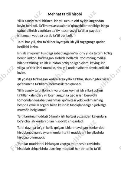 mehnat ta'tili hisobi — DOCX