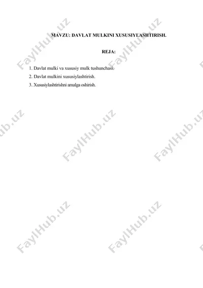 davlat mulkini xususiylashtirish. — DOCX