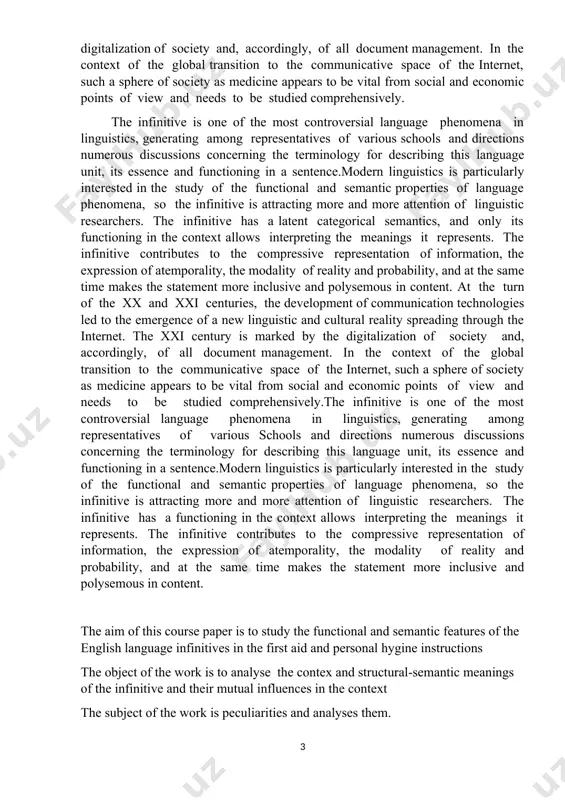 work is peculiarities and analyses them. theoretical and practical significance of the work deals with the fact that it gives full information and analyses about the infinitive the structure of the work consists of an introduction, two chapters, a conclusion, and references. the introduction describes the theoretical foundation of the work and its actuality. the main part includes two chapters. chapter i includes the following: a) stephen cranes life; b) stephen crane`s role in literature. chapter ii provides the following information: about the most famous work of stephen crane; stephen cranes style and techniques in his work; short plot of the work. in conclusion, we sum up the information from both chapters and suggest our recommendations. the references include the alphabetical list of the sources used to carry out the work on the subject matter of the course paper. chapter i. semantic content of the infinitive forms 1.1description and usage …