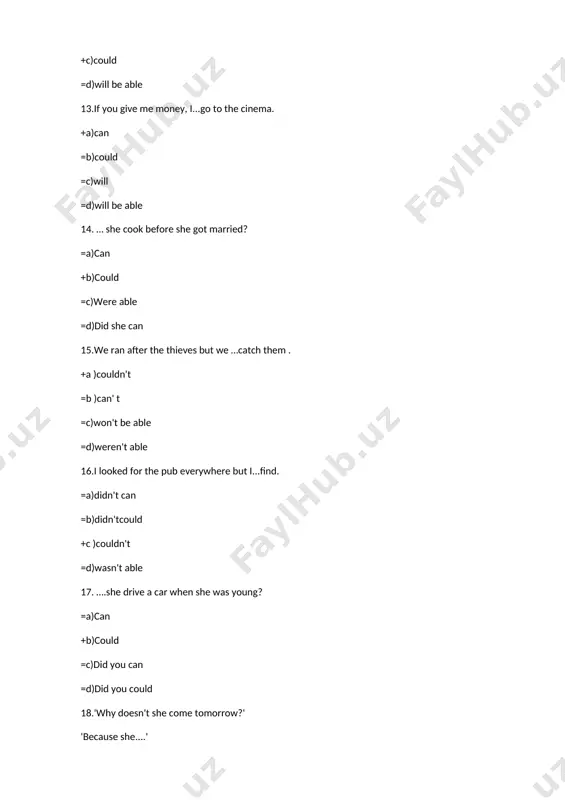 ought +d)may 50.if they have time, our friends … come to ours today. =a) must have =b)shan't =c)ought +d)may 51. 'is there any coffee in the cup? ''yes, there is...' =a)much =b)many +c)some =d)any 52.in this garden there are… very nice trees. +a) some =b)any =c)much =d)ones 53.'are you reading a book? ''yes, i'm reading...interesting book.' +a)an =b)any =c)some =d)a 54.mrs green is having....coffee with milk. +a)some =b)any =c)much =d)an 55.'is there any water in the glass? ''no, there isn't...' =a)some =b)a =c)and +d)any 56.mrsmith is having a cup of tea and...bread. =a)any +b)some =c)a =d)an 57.there are … children playing in the street . =a)any +b)some =c)an d)a 58.is there....wine in the glass? =a)some =b)a +c)any =d)an 59.'are there many girls in this class? 'yes, there are....' =a)any +b)some =c)an =d)much 60.'is there any beer in the glass? ''no, there isn' t...' =a)some +b)any =c)many =d)much 61.has peter got… …
