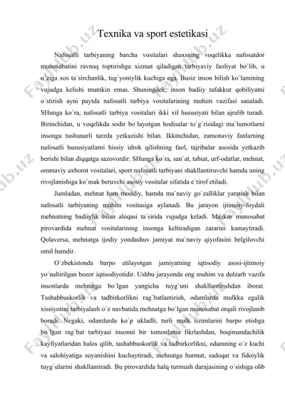 texnika va sport estetikasi — DOC